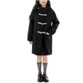 thumbnail image 1 of Fesfesfes Childrens Button Wool Blend Coat Mid Size Cardigan Mid Length Casual Winter Warm Jacket with Pockets Long Sleeve No Hood Outerwear(Black#2,5 Years), 1 of 9