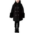 thumbnail image 1 of Fesfesfes Childrens Button Wool Blend Coat Mid Size Cardigan Mid Length Casual Winter Warm Jacket with Pockets Long Sleeve No Hood Outerwear(Black#3,9 Years), 1 of 7