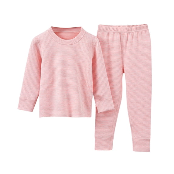 Fesfesfes Childrens Cute Bear Print Round Neck Long Sleeve Top and Elastic Waist Ankle Pants Set Soft Comfortable Kids Playwear Outfit for Boys Girls(Pink#2,9-10 Years)