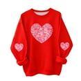 thumbnail image 1 of Fesfesfes Childrens Fleece Lined Long Sleeve Casual Loose Fit Warm Kids Pullover Round Neck Printed Sweatshirt Boys Girls Valentine Day Holiday Comfortable Soft Cozy(Red,8-9 Years), 1 of 5