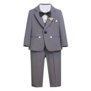 Fesfesfes Childrens Formal Wear Long Sleeve Suit Set with Vest and Trousers for Kids Boys and Girls Pageant Birthday Wedding Party Outfit Holiday Ceremony AttireGray,2 Years