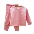 thumbnail image 1 of Fesfesfes Childrens Letter Print Round Neck Long Sleeve Top Elastic Waist Jogger Pants Set Cozy Fleece Homewear Outfit for Kids Boys Girls Youth Toddler Playwear(Pink,2-3 Years), 1 of 6