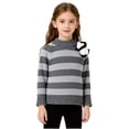 thumbnail image 1 of Fesfesfes Childrens Striped Pullover Sweater Long Sleeve Knit Top Winter Warm Soft Breathable Casual Wear Unisex Matching Set for Boys Girls Toddler Kids Outfit Party Holiday(Gray#1,1-2 Years), 1 of 7
