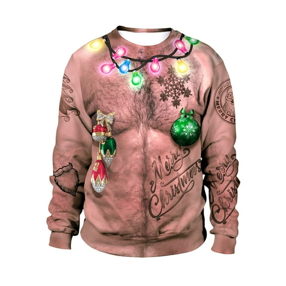 Fesfesfes Christmas Tops Casual Loose Tops Christmas Day Long Sleeve Round Neck Sweater On Sale