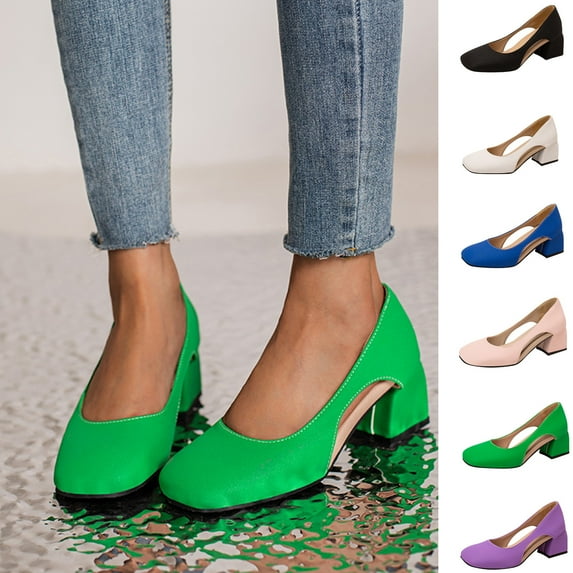 Fesfesfes Chunky Heels Womens Summer Candy Color Light Peep-Toe Low Top Shoe Cover Feet Thick Heels 9(42)
