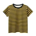 thumbnail image 1 of Fesfesfes 2-12Years Kids Boys Girls Fashion Striped T-Shirt Casual Short Sleeve Crewneck Tee T-Shirt for Children's Summer(Yellow,9-10Years), 1 of 3