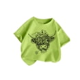 thumbnail image 1 of Fesfesfes 2-13 Years Girls Cotton Short Sleeve Shirts Toddler Soft Crewneck T-Shirts Solid Summer Tees Casual Tops for Children Everyday Wear(Green#2,4-5 Years), 1 of 9