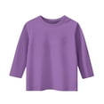thumbnail image 1 of Fesfesfes Spring Summer Kids Girls Boys Long Sleeve Basic T Shirt Solid Color Casual Tee Shirt Round Neck Pullover Tops Clothes 5-13Years(Purple,9 Years), 1 of 6