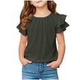 thumbnail image 1 of Fesfesfes Summer Shirts for Kids Raglan Sleeve Short Sleeve Graphic T-Shirt Round Neck Top Girls T-Shirt Tee Loose Casual Tops(Black#1,11 Years), 1 of 7