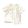 thumbnail image 1 of Fesfesfes Summer Tops Girls Crewneck Flower Print Short Sleeve Birthday Party Shirts Casual Round Neck Breathable Blouses 1-7 Years(White,4 Years), 1 of 9