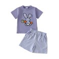 thumbnail image 1 of Fesfesfes Baby Girls' Fashion Clothes Girls' Casual Short Sleeve Round Neck Collar Solid Color Elastic Waist Short Pants Sets 0-3 Years(Purple#7,6-12 Months), 1 of 9