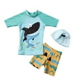 thumbnail image 1 of Fesfesfes Baby Toddler Boys Three Pieces Swimsuit Set Swimwear Cute Print Bathing Suit Rash Guards with Sun Hat Swimsuit Bathing Suit 1-8 Years(Blue,7 Years), 1 of 9