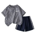 thumbnail image 1 of Fesfesfes Boys Summer Clothing Sets Pullover Short Sleeve Tee and Elastic Waist Shorts Quick-Dry Sports Shorts Outfit for 5-16 Years(Gray,5 Years), 1 of 3
