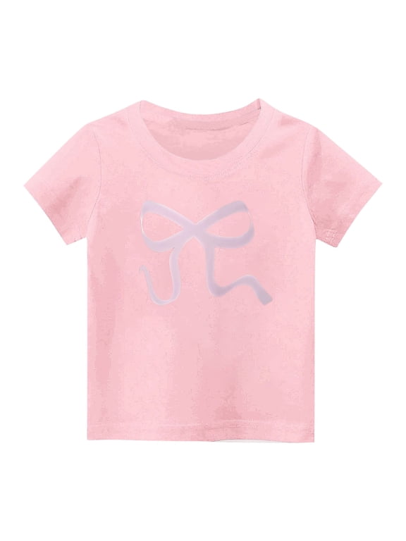 Casual Blouses for Girls' Fashion Ruffled T-Shirts Children Short Sleeve Tee Tops Little Girl Undershirts Summer Casual Round Neck Tops(Pink#4,7 Years)