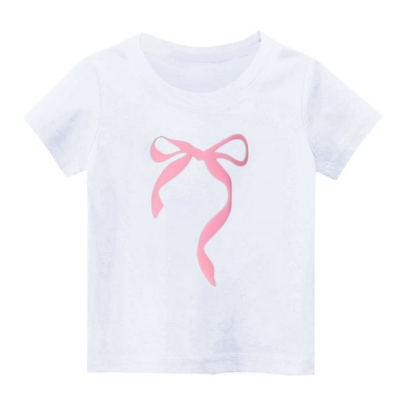 Fesfesfes Casual Blouses for Girls' Fashion Ruffled T-Shirts Children Short Sleeve Tee Tops Little Girl Undershirts Summer Casual Round Neck Tops(White#3,4 Years)