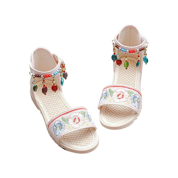 Fesfesfes Children Girls' Summer Sandals Kids Girls' Sandals Roman Shoes Soft Soled Open Toe Princess Shoes Beach Shoes 3-13 Years