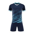 thumbnail image 1 of Fesfesfes Children's Boys and Girls Active Wear 2-Piece Set Casual Short Sleeve V Neck Sports Tops Breathable Shorts Set for Everyday Play(Dark Blue#1,12 Years), 1 of 6