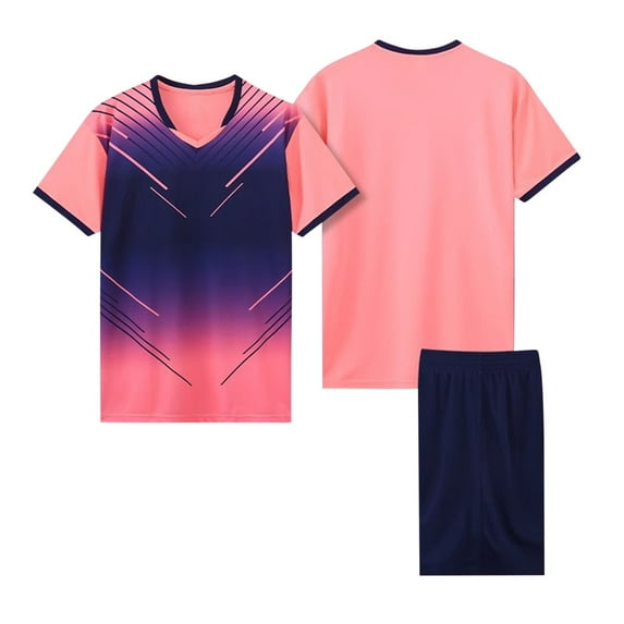 Fesfesfes Children's Casual 2 Piece Summer Short Sleeve Round Neck Tshirts and Elastic Waist Shorts Casual Breathable Outfit Set for Boys and Girls(Pink#2,8 Years)