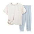 thumbnail image 1 of Fesfesfes Children's Casual Long Sleeve Two Piece Set Lightweight Homewear Set Summer Thin Conditioning Top with Comfort Pants for Boys and Girls(Gray#2,9 Years), 1 of 4