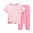 thumbnail image 1 of Fesfesfes Children's Summer Set Girls Pajama Sets Short Sleeve Two Pieces Pjs Set Cute Sleepwear Homewear Tops and Pants for Kids 2-16 Years(Pink,4 Years), 1 of 4