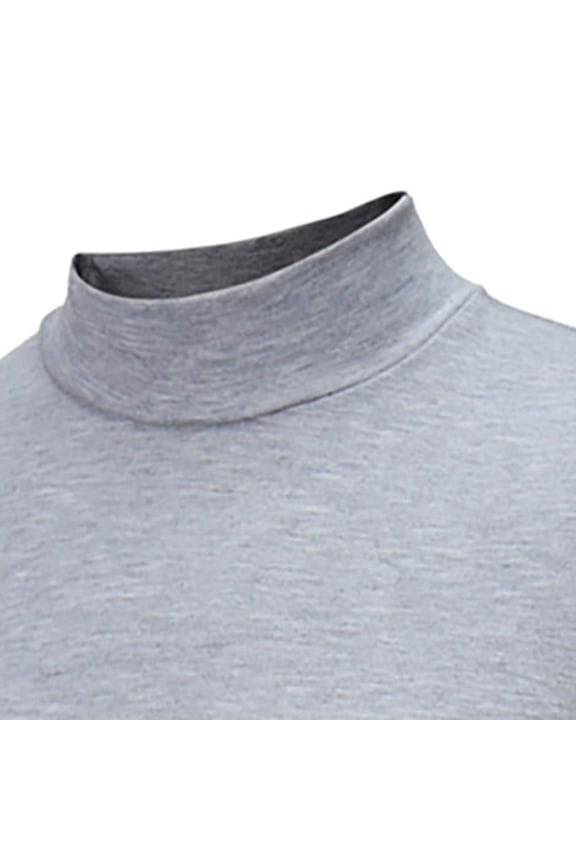 Fall And Winter Tops Elbow Length Turtleneck Solid Color Slim Long-sleeved Men's Bottoming Shirt