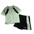 thumbnail image 1 of Fesfesfes Girls and Boys Clothes 2 Piece Children Breathable Sports Outfits Letter Print Shorts Set Short Sleeve T-Shirt + Shorts Summer Clothing Sets 3-16Years(Green,4 Years), 1 of 3