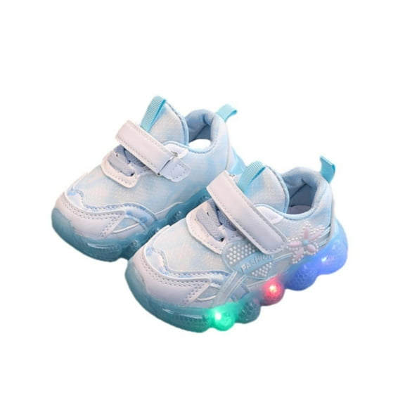 Fesfesfes Girls' Cute Flower Luminous Sports Shoes Children's Soft Soles Non-slip Casual Comfortable Breathable Shoes Baby Slip on Shoes