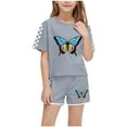 thumbnail image 1 of Fesfesfes Girls Summer Casual T-Shirts and Shorts Set 2 Pieces Set Teen Girls Drawstring Summer Outfits Solid Trendy Clothes for 5-14Years Girls(Gray#2,7 Years), 1 of 8