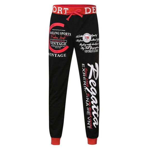 Fesfesfes Pants for Men Casual Loose Letter Print Pants Elastic Waist Long Pants Trousers