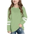 thumbnail image 1 of Fesfesfes Striped Casual Shirts for Kids Boys Girls Cute Print T-shirt Fashion Loose Round Neck Print Long Sleeve O-Neck Tops 3-14 Years(Mint Green,11 Years), 1 of 6