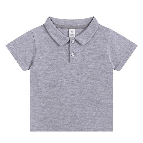 Fesfesfes Summer Blouse for Kids Solid Color Shirt Short Sleeve Casual Beach Party Button Down Shirt for Boys Girls Everyday Wear(Gray,5-6 Years)