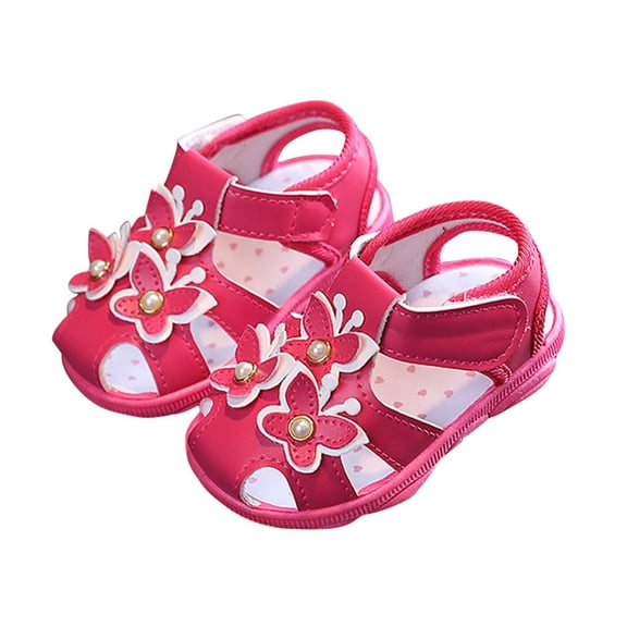 Fesfesfes Summer Walking Shoes for Baby Girls Shoes Non Slip Soft Soles Closed-Toe Shoes for Toddlers Princess Toe Shoes for 0-3 Years