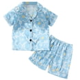 thumbnail image 1 of Fesfesfes Toddler Baby Girls Solid Color Pajamas Set Short Sleeve Shirts Ruffled Shorts Set 1-8 Years Kids Sleepwear Pjs Set Home Wear Clothes Suit(Light Blue,12 Months), 1 of 9