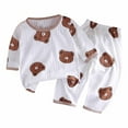 thumbnail image 1 of Fesfesfes Toddler's 2-Piece Homewear Set Soft Long Sleeve Top and Comfort Pants Two Piece Set for Girls and Boys Home Wear(Brown#1,18-24 Months), 1 of 4