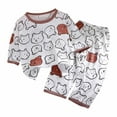 thumbnail image 1 of Fesfesfes Toddler's 2-Piece Homewear Set Soft Long Sleeve Top and Comfort Pants Two Piece Set for Girls and Boys Home Wear(Brown,2-3 Years), 1 of 4