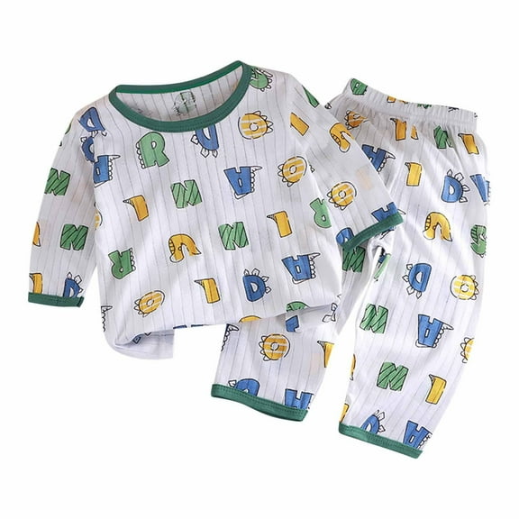 Fesfesfes Toddler's 2-Piece Homewear Set Soft Long Sleeve Top and Comfort Pants Two Piece Set for Girls and Boys Home Wear(Green#3,4 Years)