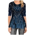 thumbnail image 1 of Fesfesfes Tops for Women O-Neck Half Sleeve Printing Splicing Plus Size Tops Easy Blouse, 1 of 8