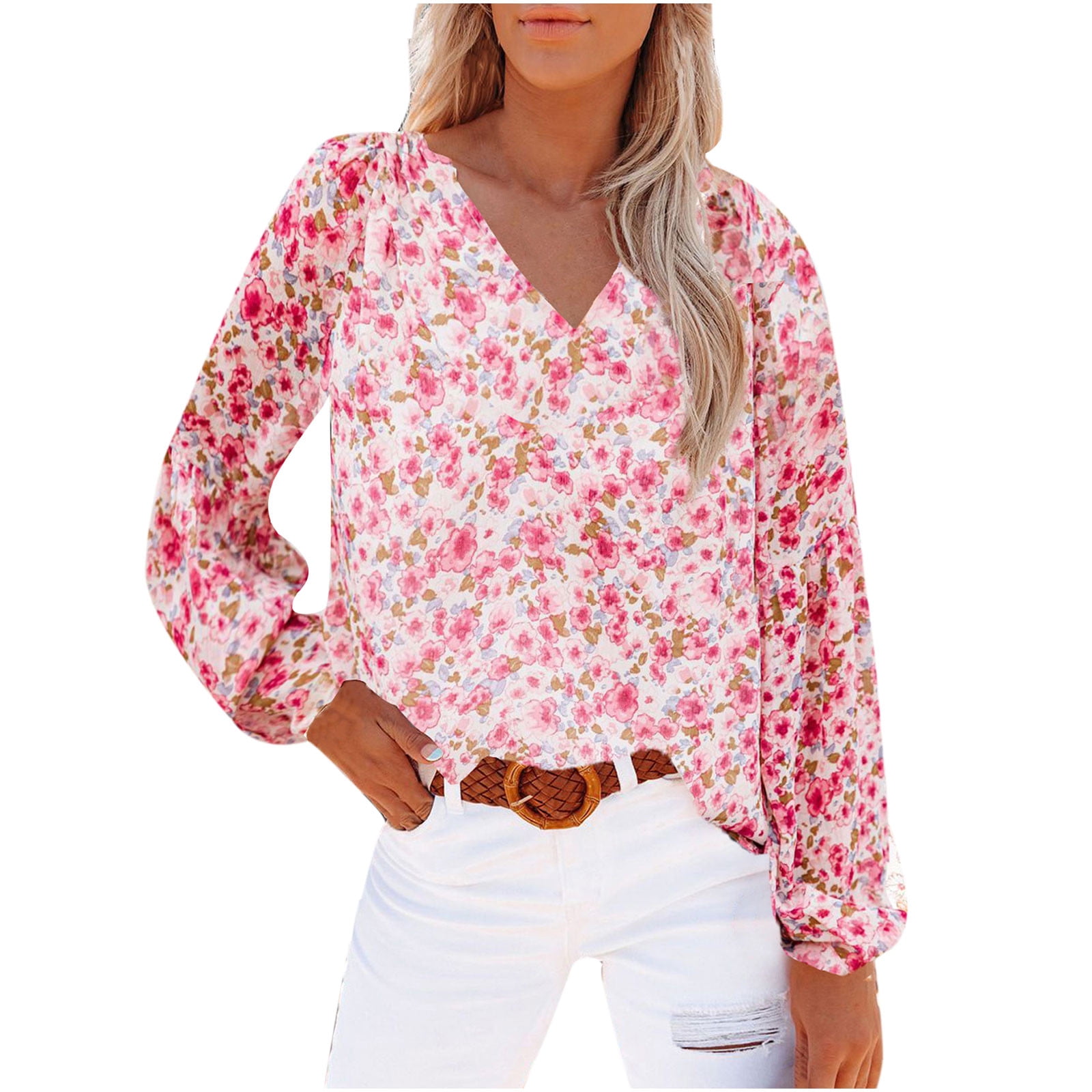 Astylish Women's Bohemian Floral Print V-Neck Tunic Top