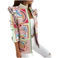 thumbnail image 1 of Fesfesfes Clearance Women Business Suit Printed Long Sleeve Jacket Zipper Slimming Cardigan Coat Jacket Top, 1 of 1