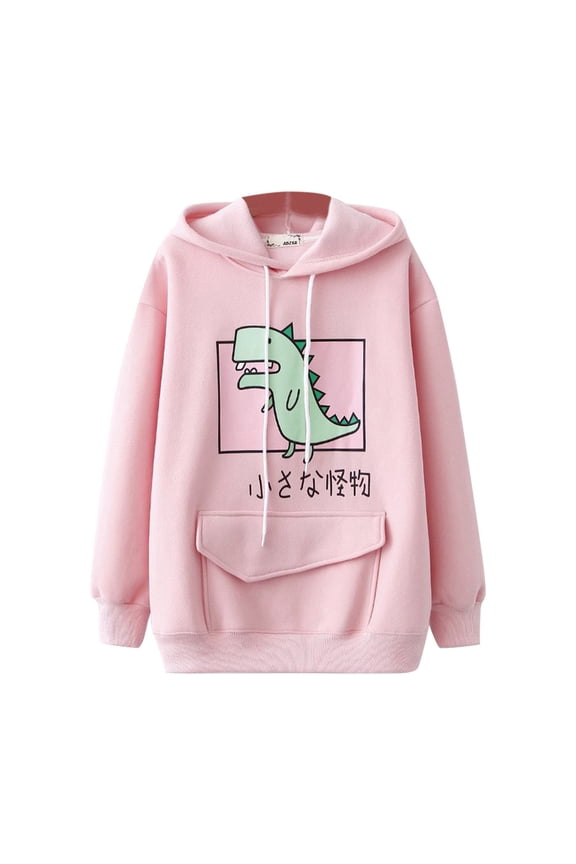Women Hooded Tops Casual Animal Cute Emo Dinosaur Shirt Hoodie Pocket Hoody Jumper Tops