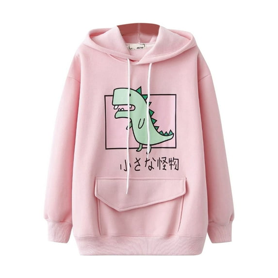 Fesfesfes Clearance Women Hooded Tops Casual Animal Cute Emo Dinosaur Shirt Hoodie Pocket Hoody Jumper Tops