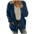 thumbnail image 1 of Fesfesfes Women Plush Jacket Casual Long Sleeve Button Solid Color Cardigan Tops Blouse Fleece Coat, 1 of 1