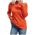 thumbnail image 1 of Fesfesfes Women Tops Solid Long Sleeve Pullove Round-Neck Casual Sweater Tops, 1 of 8