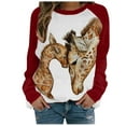 thumbnail image 1 of Fesfesfes Clearance Women's Giraffe Print Sweatshirt Crewneck Pullover Tops Long Sleeve Raglan Tops, 1 of 4