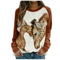 thumbnail image 1 of Fesfesfes Clearance Women's Giraffe Print Sweatshirt Crewneck Pullover Tops Long Sleeve Raglan Tops, 1 of 4