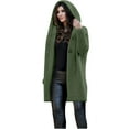 thumbnail image 1 of Fesfesfes Women's Long Sleeve Loose Coat Pure Color Loose Long Sweater Cardigan Hooded Outwear, 1 of 1
