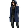 thumbnail image 1 of Fesfesfes Clearance Women's Plus Size Coat Long Sleeve Loose Knit Coat Long Sweater Cardigan Hooded Outwear, 1 of 1
