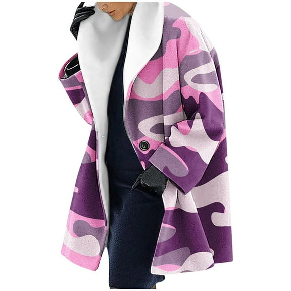Fesfesfes Womens Camouflage Winter Long Sleeve Open Cardigan Casual Coat Trench Jacket Ladies Warm Slim Long Overcoat Outwear Coats