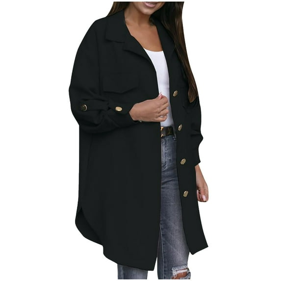 Fesfesfes Clearance Womens Cardigan Ladies Solid Color Lapel Cardigan Long Sleeve Coat Buttons Outerwear