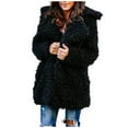 thumbnail image 1 of Fesfesfes Womens Faux-Fur Coat Long Sleeve Lapel Collar Solid Color Coat Winter Warmer Jacket Overcoat Outwear, 1 of 1